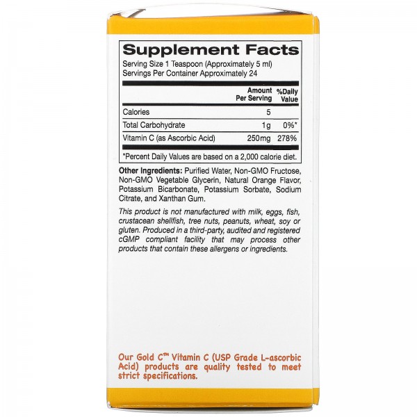 California Gold Nutrition Витамин C для детей Терпкий апельсин 118 мл