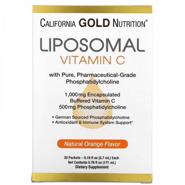 California Gold Nutrition липосомальный витамин C 1000 мг Апельсин 30 пакетиков по 5,7 мл