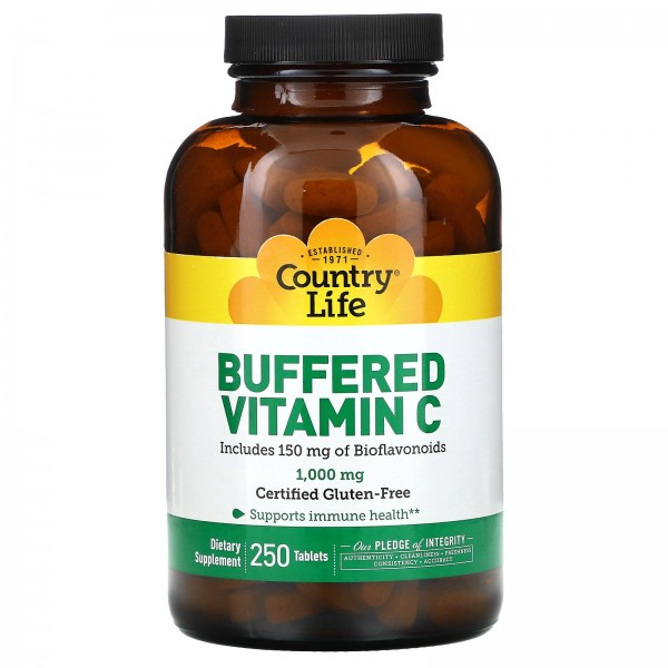 Country Life буферизованный витамин C 1000 мг 250 таблеток