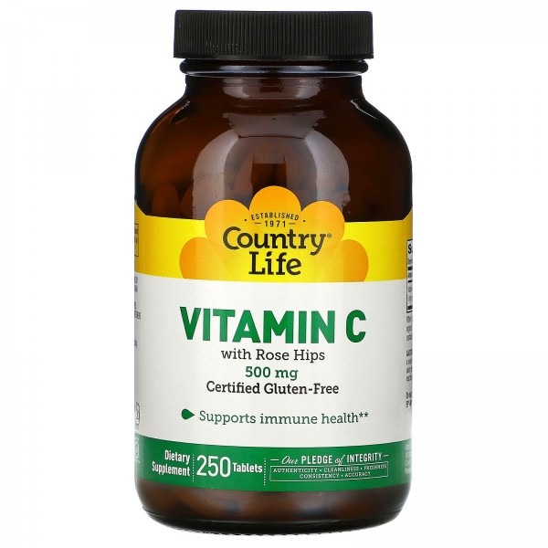 Country Life витамин C с шиповником 500 мг 250 таб...