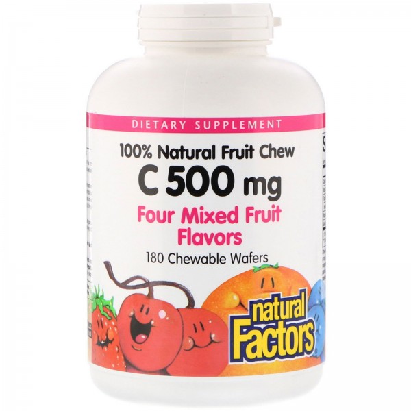 Natural Factors Витамин C 500 мг Мультифрукт 180 ж...