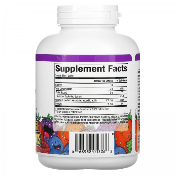 Natural Factors жевательные таблетки с витамином C со вкусом фруктов голубика малина и бойзенова ягода 500 мг 90 шт.