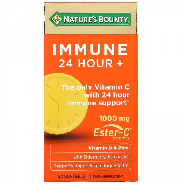 Nature's Bounty Immune 24 Hour+ 500 mg 50 Softgels