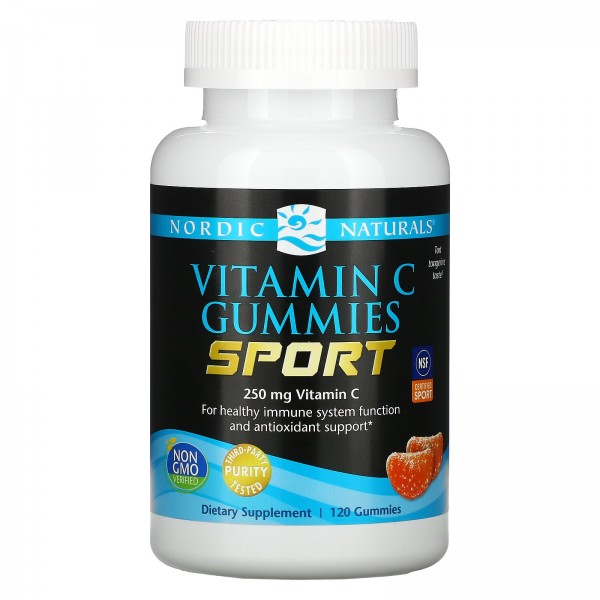 Nordic Naturals Sport Витамин C 250 мг Мандарин 120 жевательных конфет