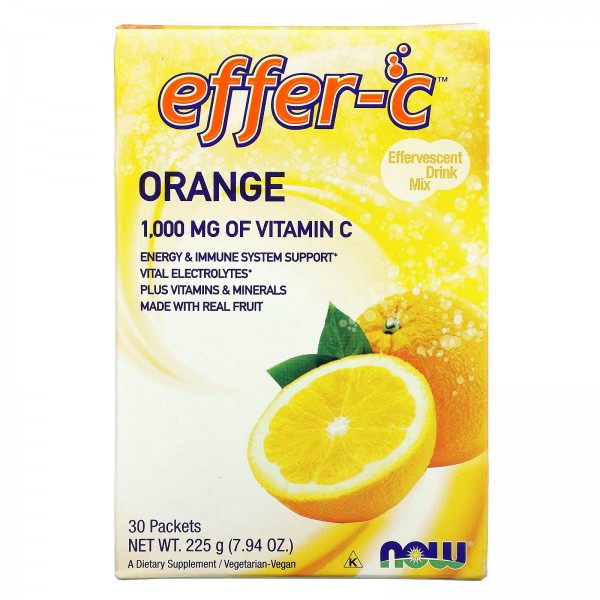 Now Foods Витамин C Effer-C 1000 мг Апельсин 30 пакетиков 7,5 г