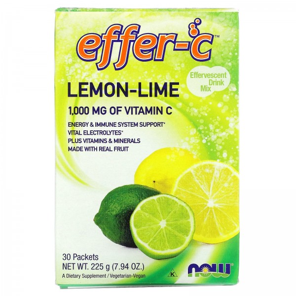 Now Foods Витамин C Effer-C Лимон-лайм 1000 мг 30 ...