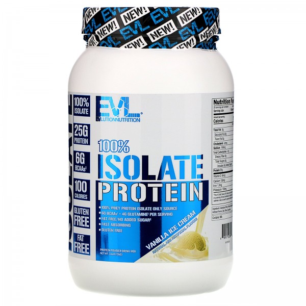 EVLution Nutrition 100% изолят белка ванильное мороженое 726 г