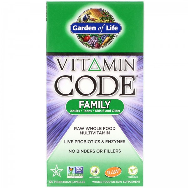 Garden of Life Витамин Code мультивитамины из необработанных цельных продуктов для мужчин 120 вегетарианских капсул