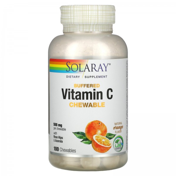 Solaray Витамин C буферизованный 500 мг Апельсин 100 жевательных таблеток
