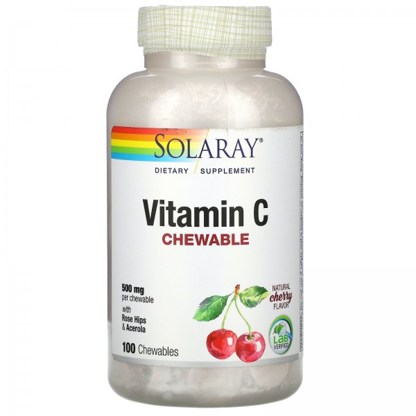 Solaray Витамин C 500 мг Вишня 100 жевательных таблеток