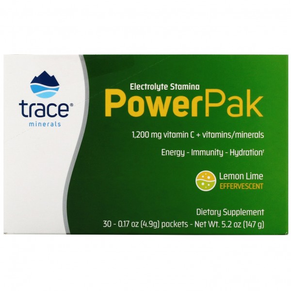 Trace Minerals Research Электролиты Stamina PowerPak Лимон-лайм 30 пакетов по 4,9 г