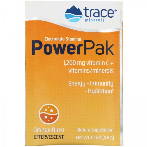 Trace Minerals Research Электролиты PowerPak для повышения выносливости Апельсин 30 пакетиков по 4,8 г
