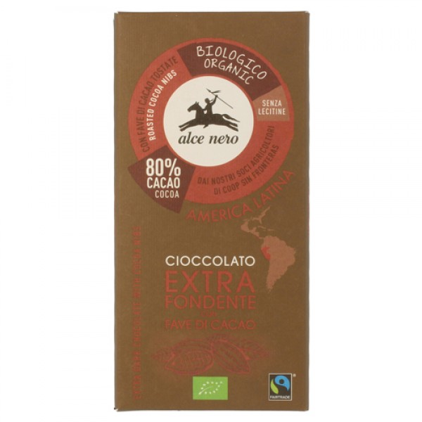 Alce Nero Шоколад Горький с дроблёными зёрнами какао плиточный 100 г