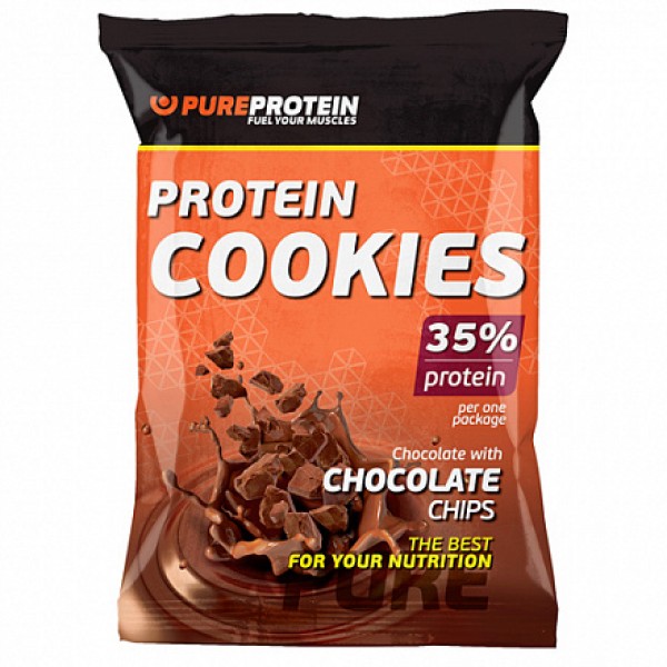 Pure Protein Печенье `Шоколадное с кусочками шоколада`, высокобелковое 80 г