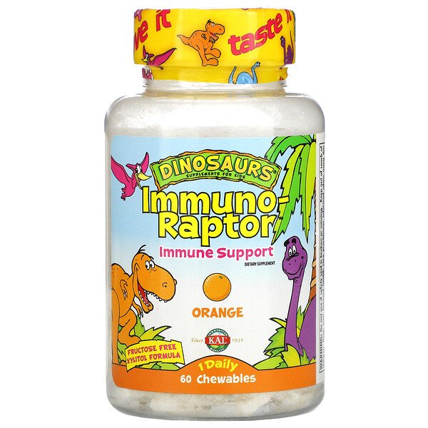 KAL Dinosaurs Immuno-Raptor иммунная поддержка Апельсин 60 жевательных таблеток