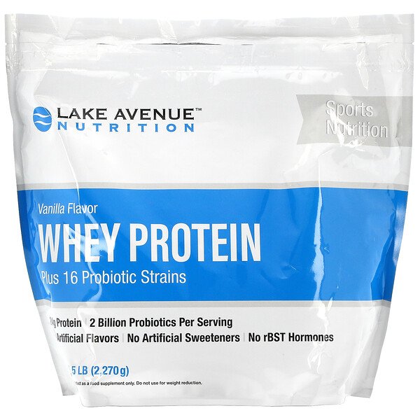 Lake Avenue Nutrition Сывороточный протеин и пробиотики Ваниль 2270 г