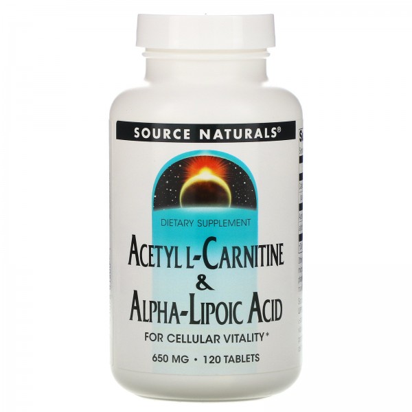 Source Naturals Ацетил L-карнитин с альфа-липоевой...