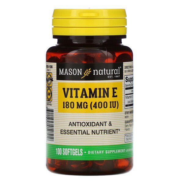 Mason Natural Витамин E 400 МЕ 100 мягких таблеток...