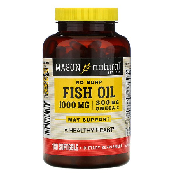 Mason Natural Рыбий жир без отрыжки 1000 мг 180 софтгель