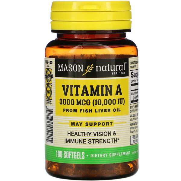 Mason Natural витамин A из жира печени рыбы 10000 ...