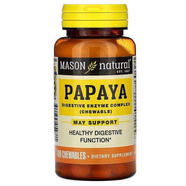 Mason Natural Папайя комплекс пищеварительных ферментов 100 жевательных таблеток