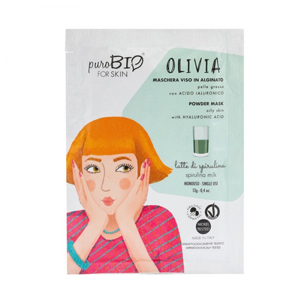 PuroBio Альгинатная маска `Olivia, спирулина молоко` для жирной кожи 13 г