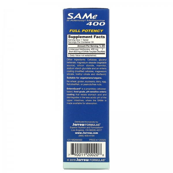Jarrow Formulas SAM-e S-аденозил-L-метионин 400 мг...