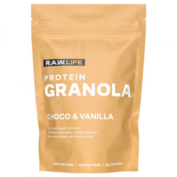 Raw Life Гранола протеиновая `PROTEIN GRANOLA CHOCO & VANILLA` 220 г