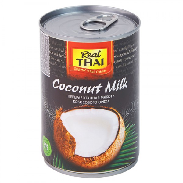 Real Thai Кокосовое молоко, 85% мякоти 400 мл