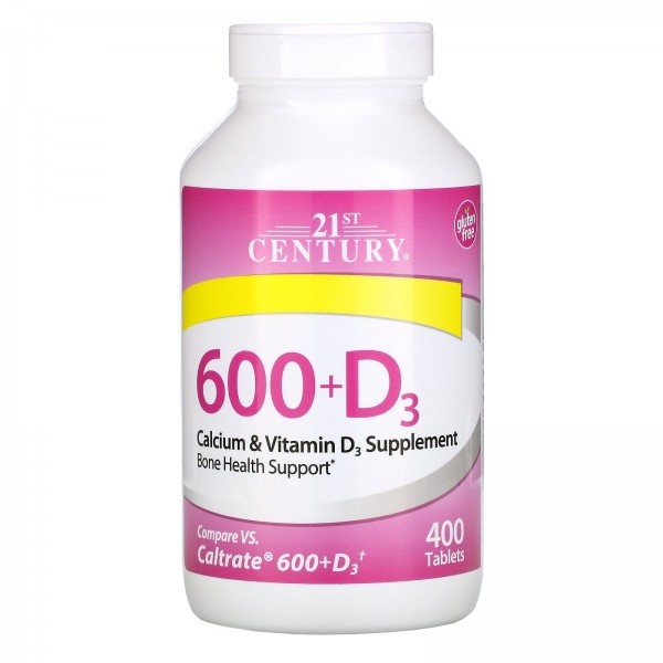 21st Century 600+D3 добавка с кальцием и витаминомD3 400таблеток