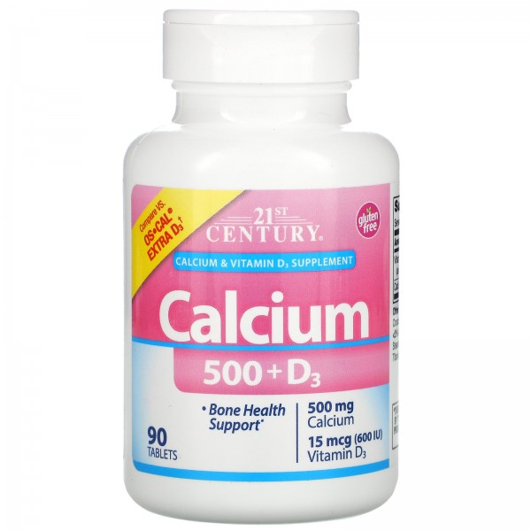 21st Century Кальций-500 и витамин D3 600 МЕ 90 таблеток