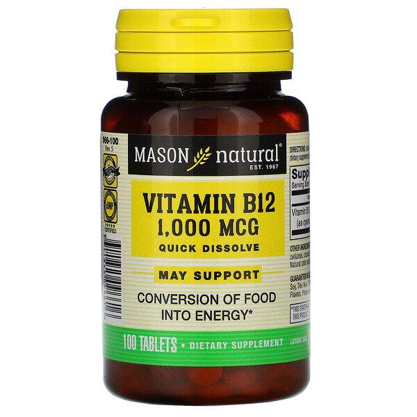 Mason Natural Витамин B12 1000 мкг 100 таблеток...