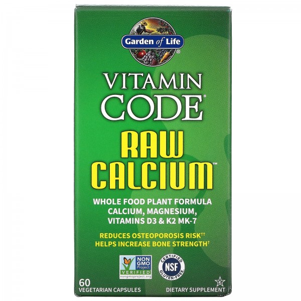 Garden of Life Витамин Code RAW Calcium необработанный кальций 60 вегетарианских капсул