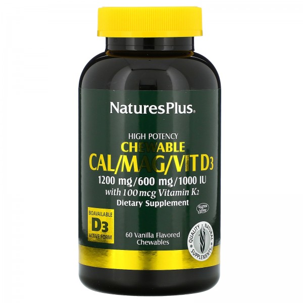 Nature's Plus Кальций-магний с витамином D3 Ваниль 60 жевательных таблеток