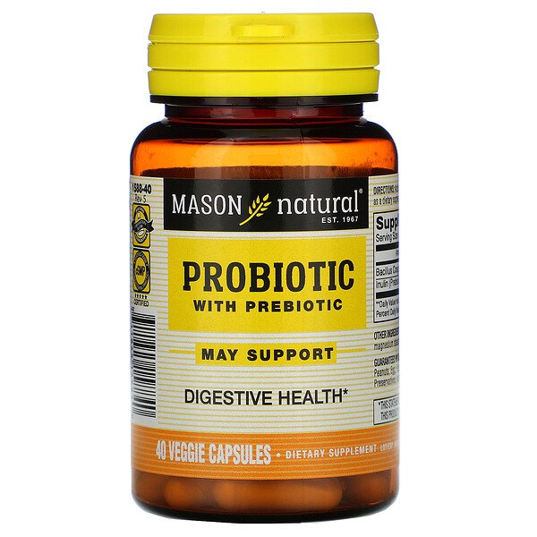 Mason Natural Пробиотик с пребиотиком 40 вегетарианских капсул