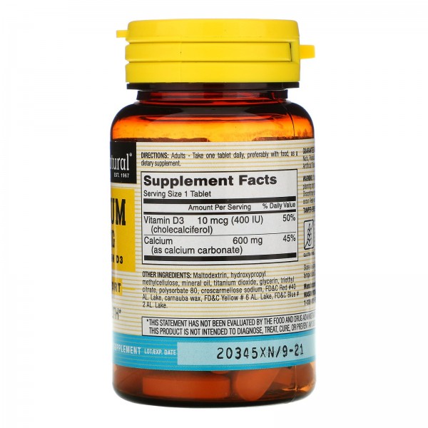 Mason Natural Кальций плюс Витамин D3 600 мг 60 таблеток