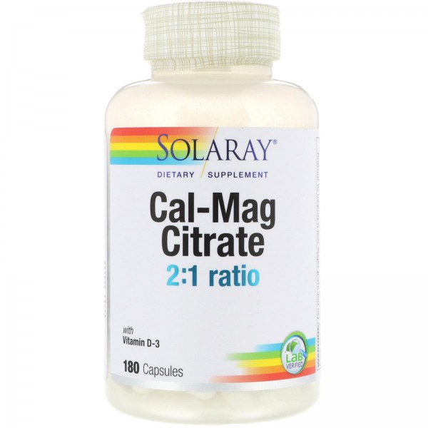 Solaray Кальций-Магний цитрат 2:1 с витамином D3 180 капсул