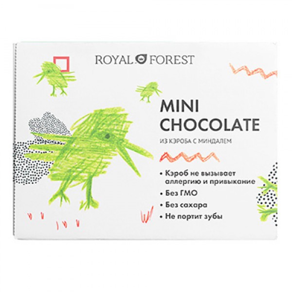 Royal Forest Шоколад из кэроба с миндалем, мини 30...
