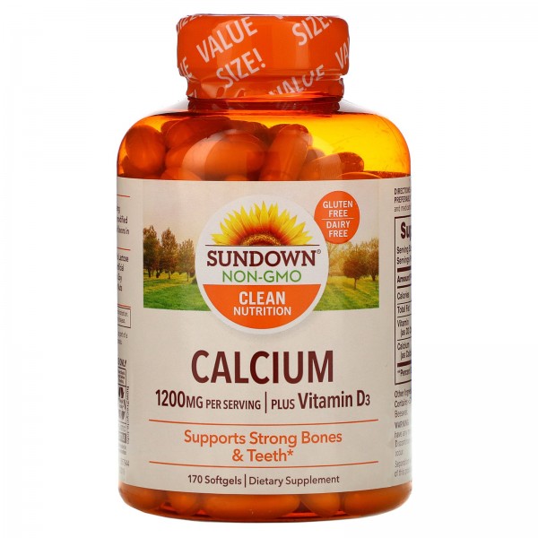 Sundown Naturals Кальций с витамином D3 600 мг 170 мягких таблеток
