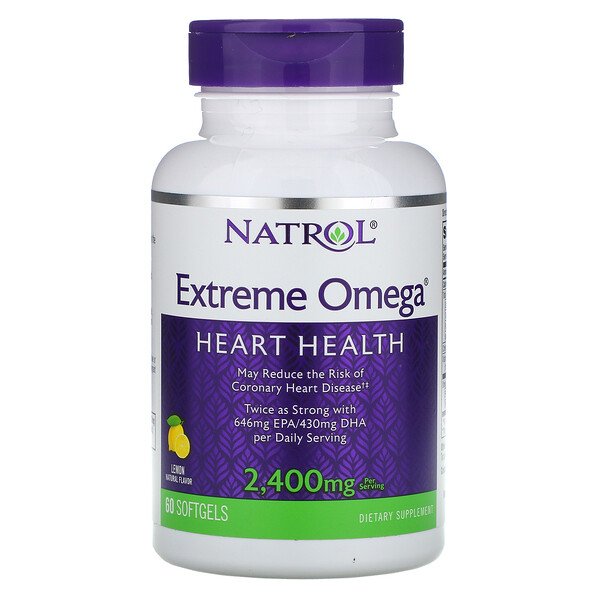 Natrol Экстрим Омега-3 Лимон 2400 мг 60 мягких жел...