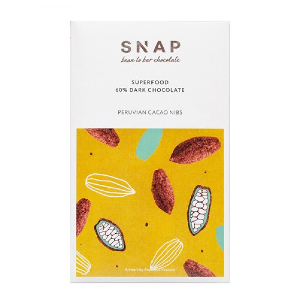 SNAP Шоколад горький 60% `Peruvian cacao nibs` с какао-крупкой 50 г