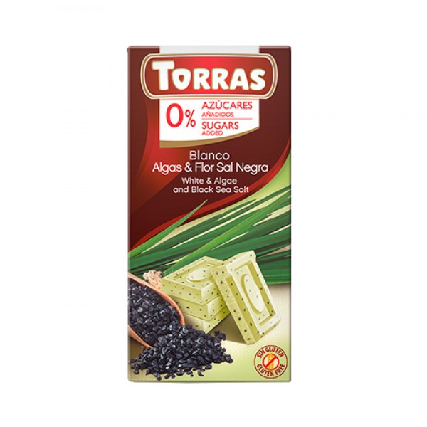 Torras Шоколад белый с водорослями и чёрной морской солью 75 г