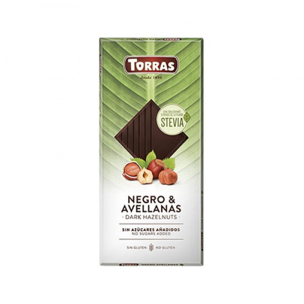 Torras Шоколад тёмный с фундуком и стевией 125 г