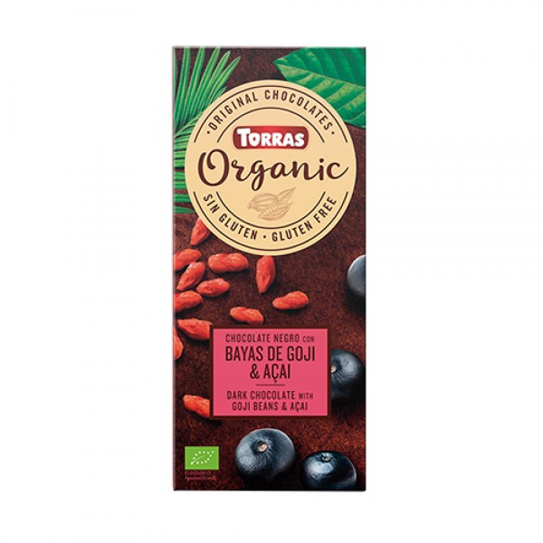 Torras Шоколад тёмный `Organic` с ягодами годжи и ягодами асаи 100 г