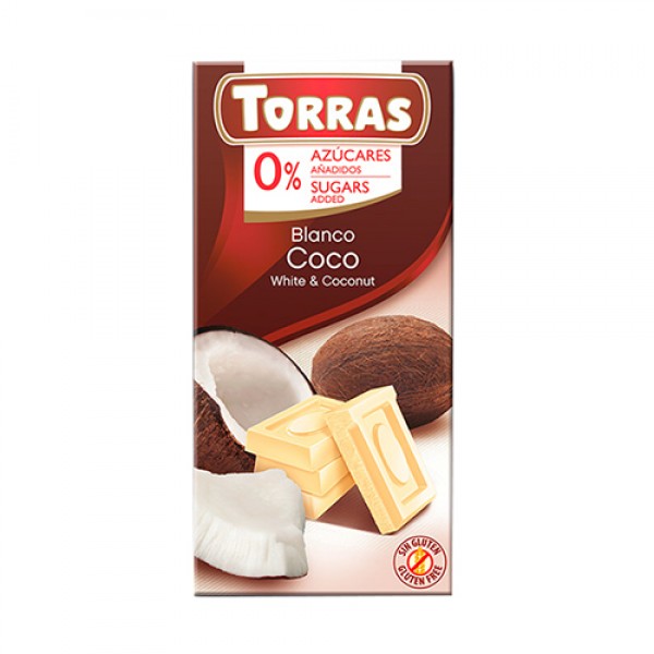 Torras Шоколад белый с кокосовой стружкой 75 г...