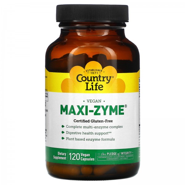 Country Life Maxi-Zyme 120 вегетарианских капсул