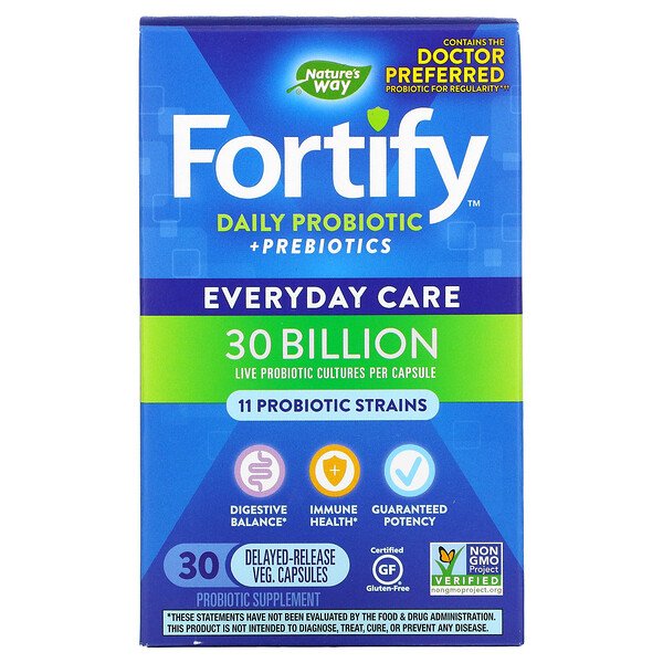 Nature's Way Пробиотик Fortify Daily Probiotic с пребиотиком Everyday Care 30 млрд КОЕ 30 капсул