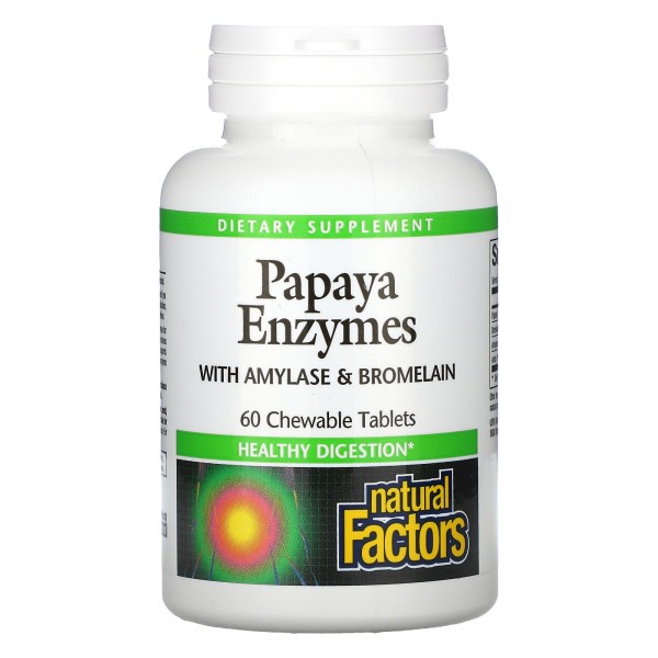 Natural Factors Papaya Enzymes with Amylase & Bromelain 60 Chewable Tablets