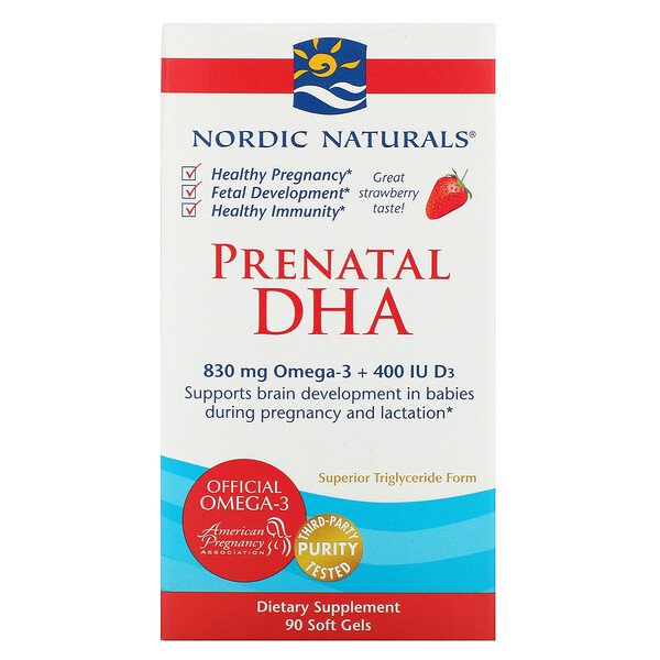 Nordic Naturals ДГК для беременных 500 мг Клубника 90 капсул