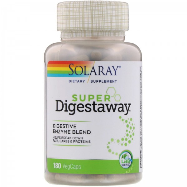 Solaray Ферменты Super Digestaway для поддержки пищеварения 180 растительных капсул